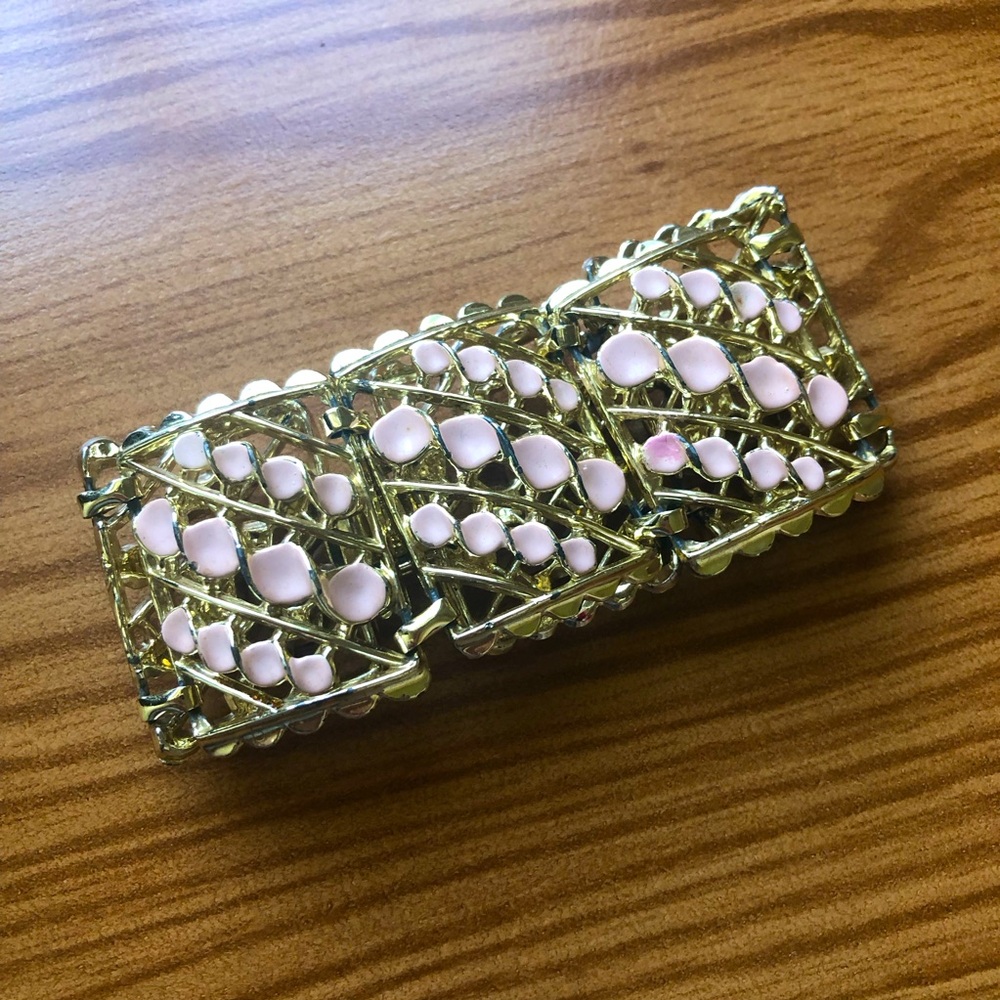 Vintage 80s Open Work Panel Bracelet - Picture 3 of 7